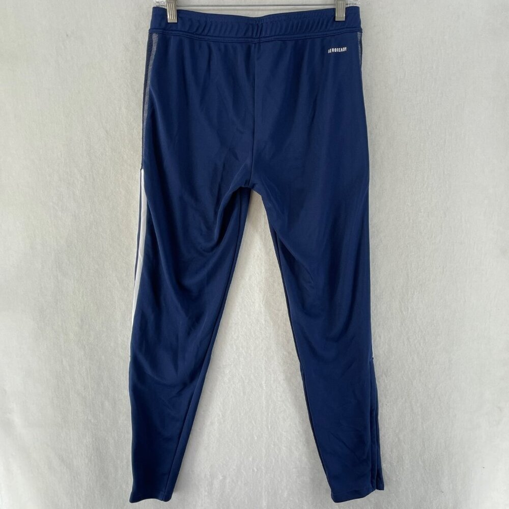 Adidas Track Pants Mens S Blue & White 3-Stripe Primegreen Aeroready Tapered - Picture 2 of 10